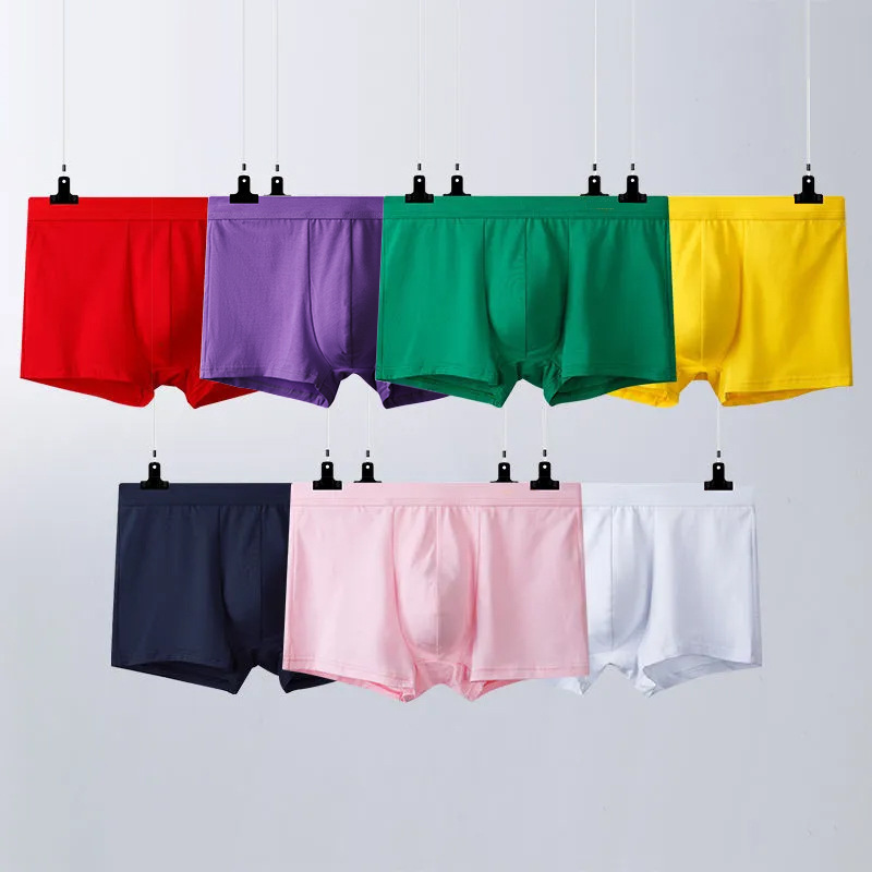 Men's Cotton Underwear Yellow White Purple Green Pink Sapphire Blue Red Men's Boxer Shorts Wholesale