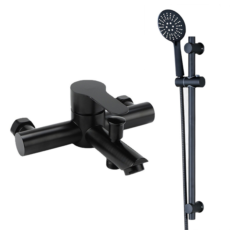 Stainless steel paint shower faucet household bathroom black hot and cold mixing valve triple bathtub shower faucet wholesale