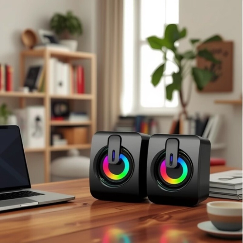 Long-Term In-Stock Laptop Mini Speaker with Rgb Lights, Subwoofer, USB 3.5 Laptop Home Computer Speaker