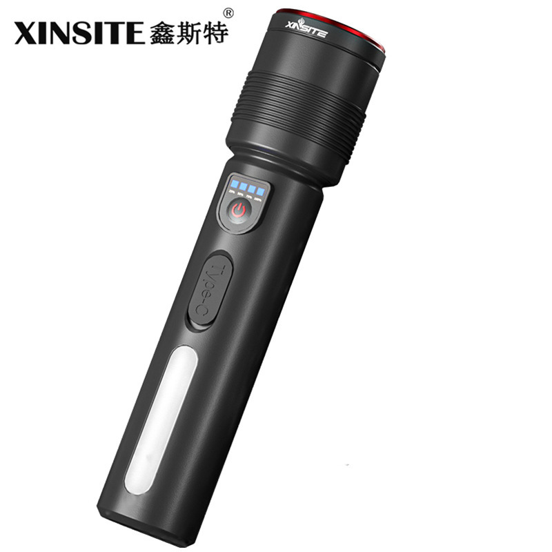跨境爆款白激光强光侧灯COB变焦远射多功能手电筒|undefined