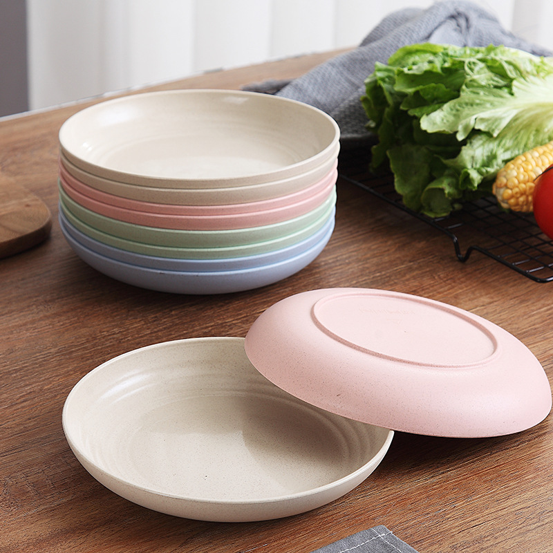 25cm 디스크 밀 밀짚 식기 중국 접시 가정 창조적 인 과일 플레이트 안티 가을 호텔 플라스틱 플레이트