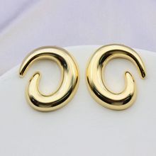 欧美潮流旋转纹螺纹耳钉精致轻奢耳环光面亚马逊电镀真金跨境耳饰