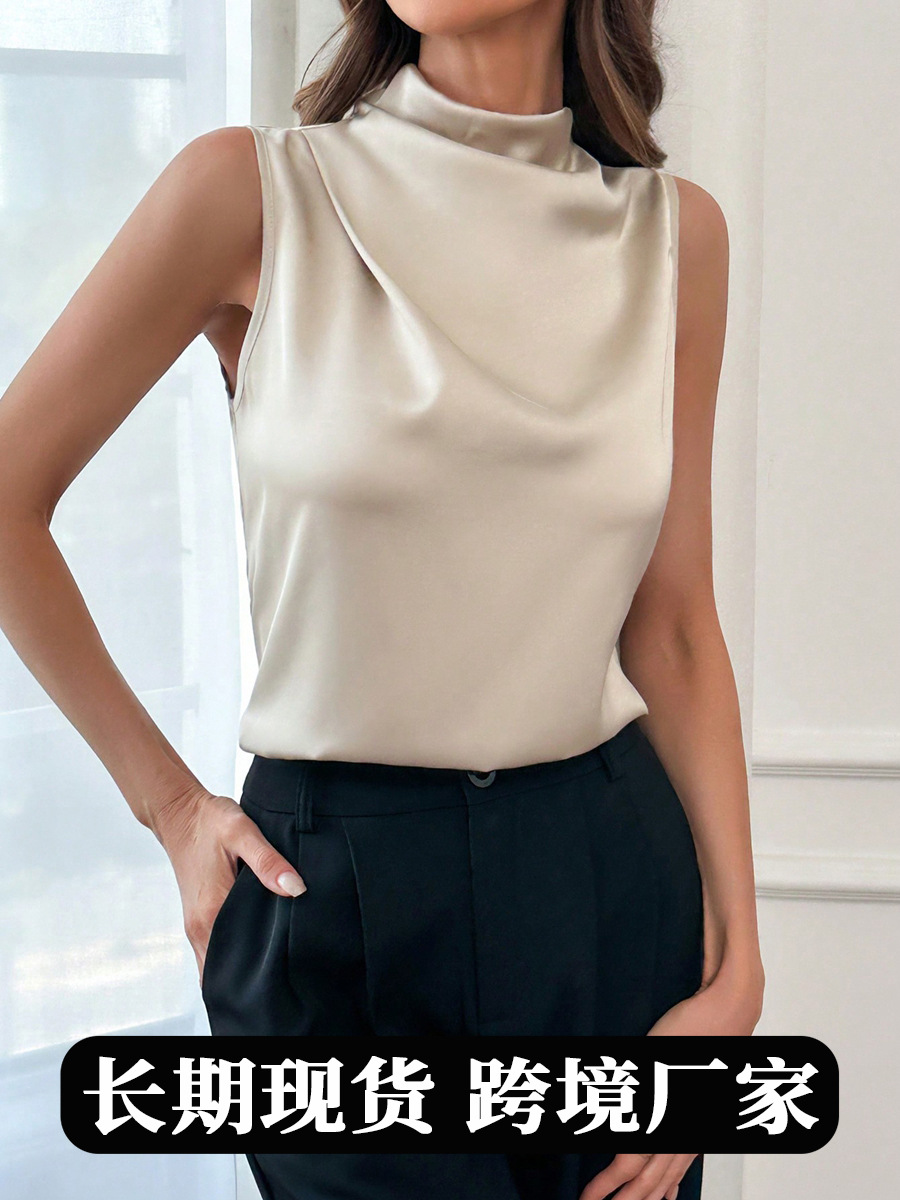 Ropa de mujer europea y americana de alta gama comercio exterior verano nuevo satén camisola mujer con blusa de Amazon
