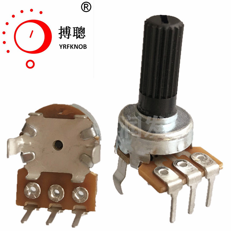 供应R121N单联电位器塑料轴芯 单排3脚 安装高度30 柄高20
