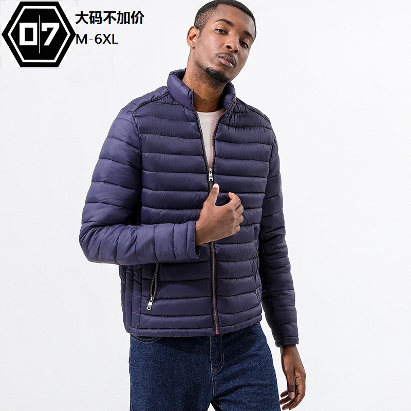 Men's stand-up collar cotton-padded jacket, plus size, casual, warm, long-sleeved, pat-down cotton coat, wholesale men's winter style, hooded.
