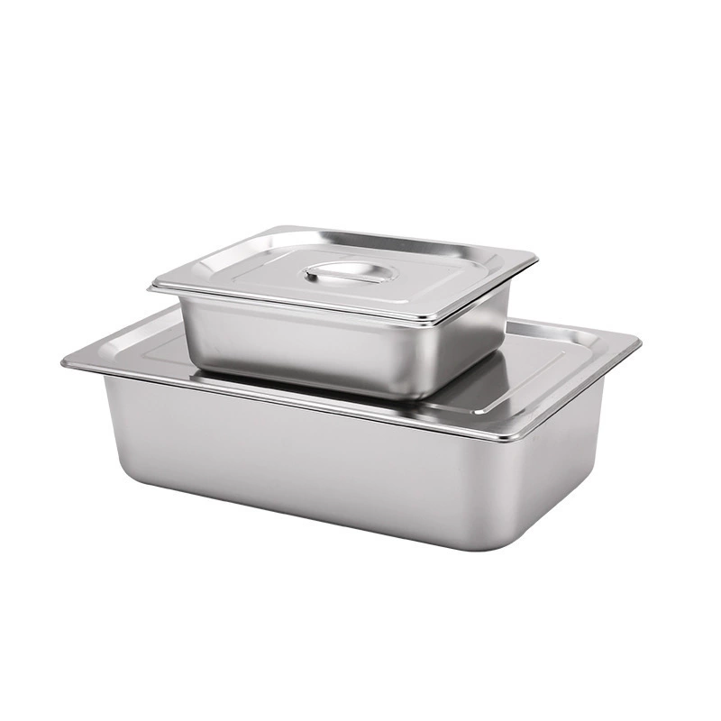 Free shipping portion basin stainless steel canteen buffet box rectangular portion plate with lid kitchen utensils thickened commercial