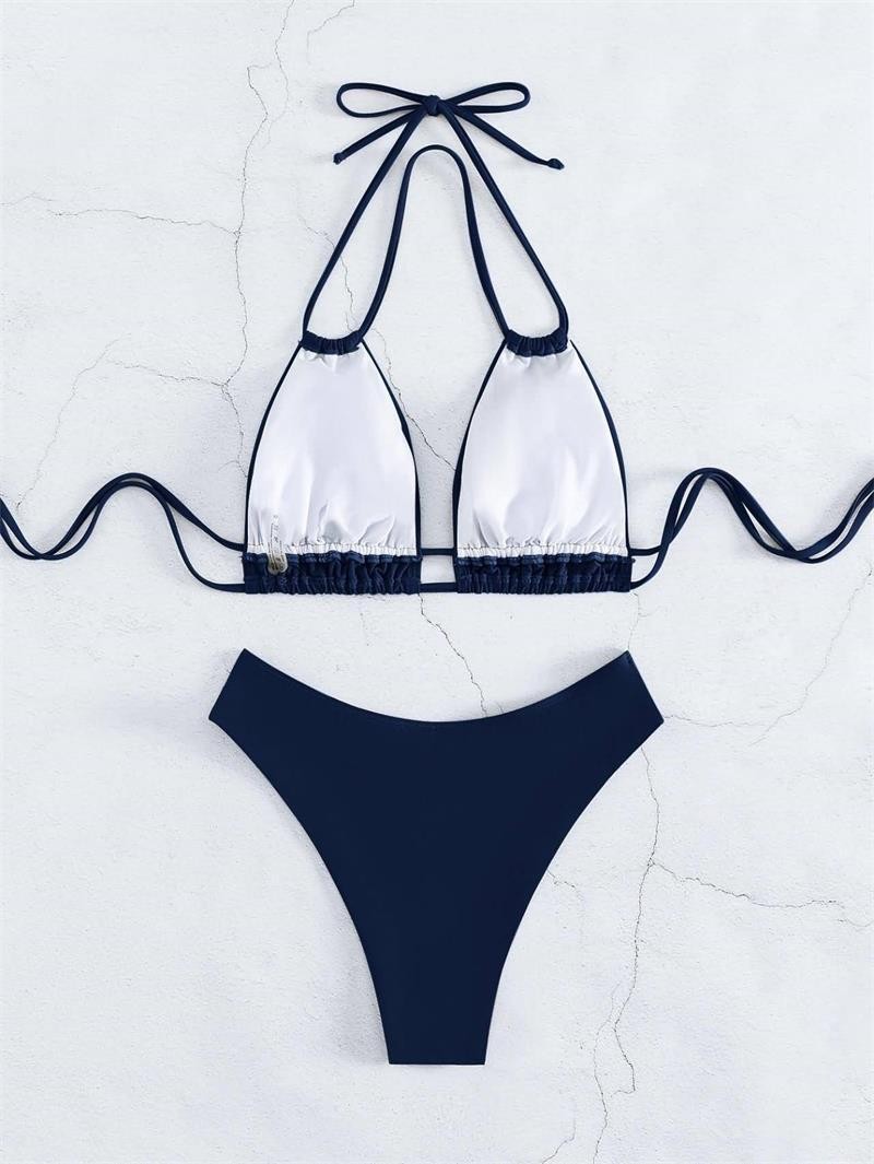 Women's Solid Color 2 Pieces Set Bikinis Swimwear display picture 9