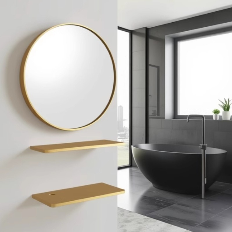 Espejo de pared escandinavo sin perforación espejo de baño inodoro autoadhesivo espejo de maquillaje de pared espejo redondo