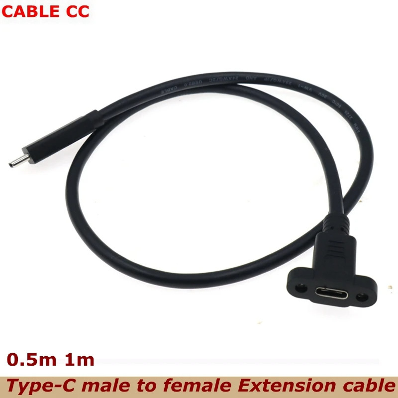 Cross-border hot sale screw with ears type-c male to female extension data charging cable TYPE-C cable with ears