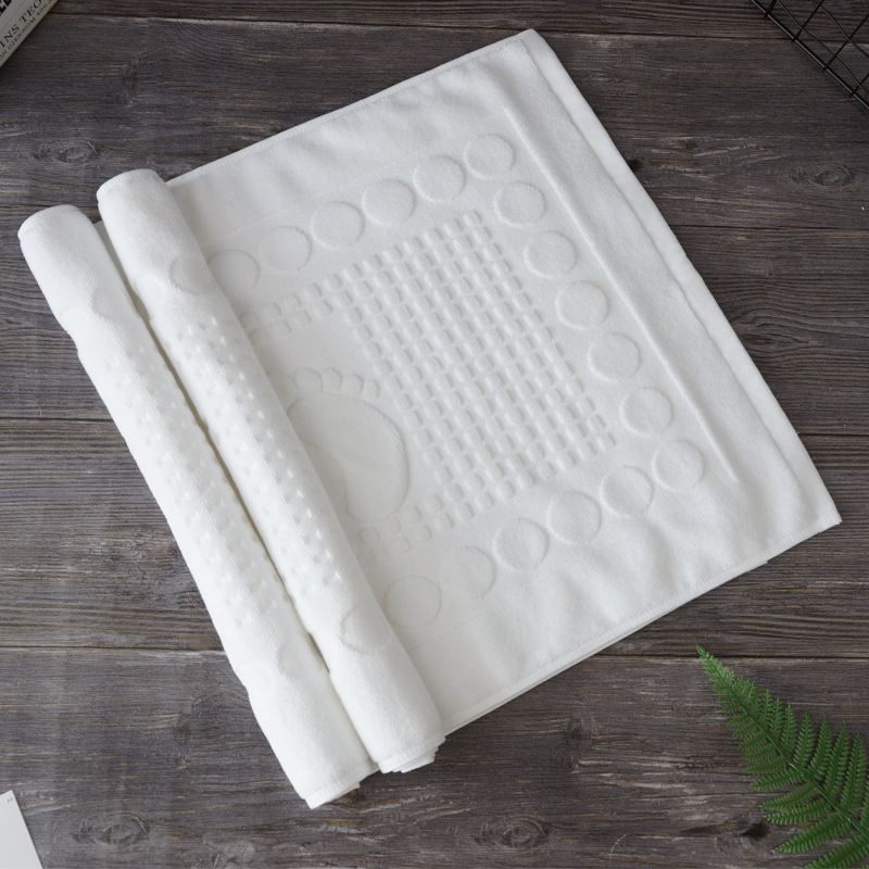 Venta al por mayor Toalla de piso del hotel 32 algodón engrosado blanco antideslizante absorbente hogar Baño piso alfombra toalla personalización