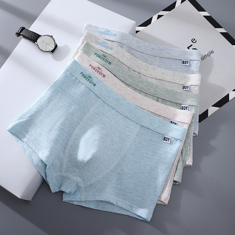 Teenager Underwear Men's Pure Cotton Boxer Underpants for Big Children Junior High School Developmental Students Antibacterial plus size All Cotton Short Pants with Four Corners