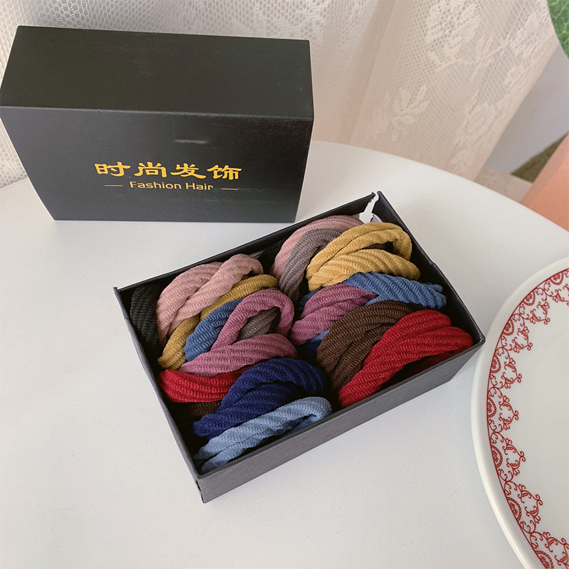Cuerda de cabeza gruesa banda de goma toalla banda de pelo de las mujeres alta elástica duradera banda de goma sin costura temperamento simple cuerda de lazo de pelo diario