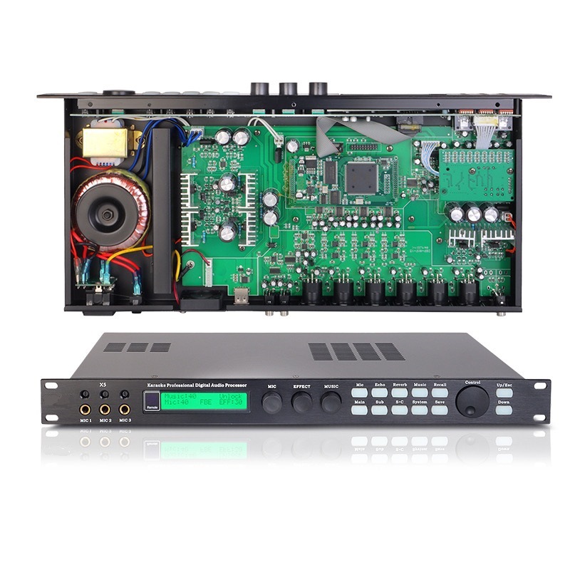 Procesador de Efectos KTV Digital X5 Mezclador Anti-Aullidos DSP para Karaoke