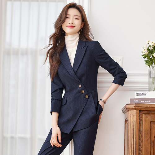 Striped suit suit women's slim autumn professional suit two-piece hotel manager business formal work clothes