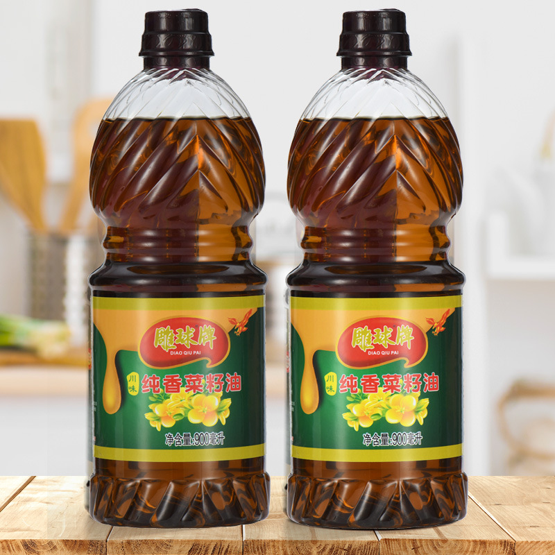 Diaoqiu 900ML strong Sichuan flavor rapeseed oil, household commercial edible cooking small bottle edible oil, factory direct sales