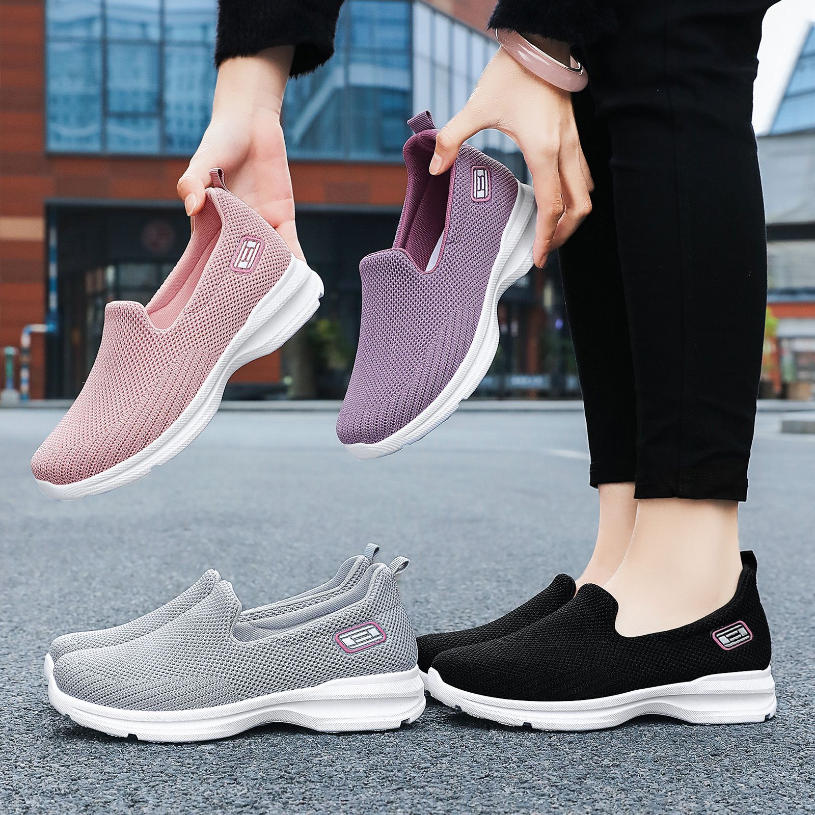 Zapatos casuales para mujer, zapatos de tela de nuevo estilo para primavera, zapatos individuales, dropshipping, zapatos de malla de boca poco profunda, zapatos para madres de mediana edad y mayores. image 5