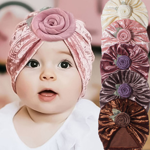 New Baby Hat Cute Golden Velvet Baby Fetal Hat Warm Comfortable Fontanelle Children's Hat Autumn and Winter Ins
