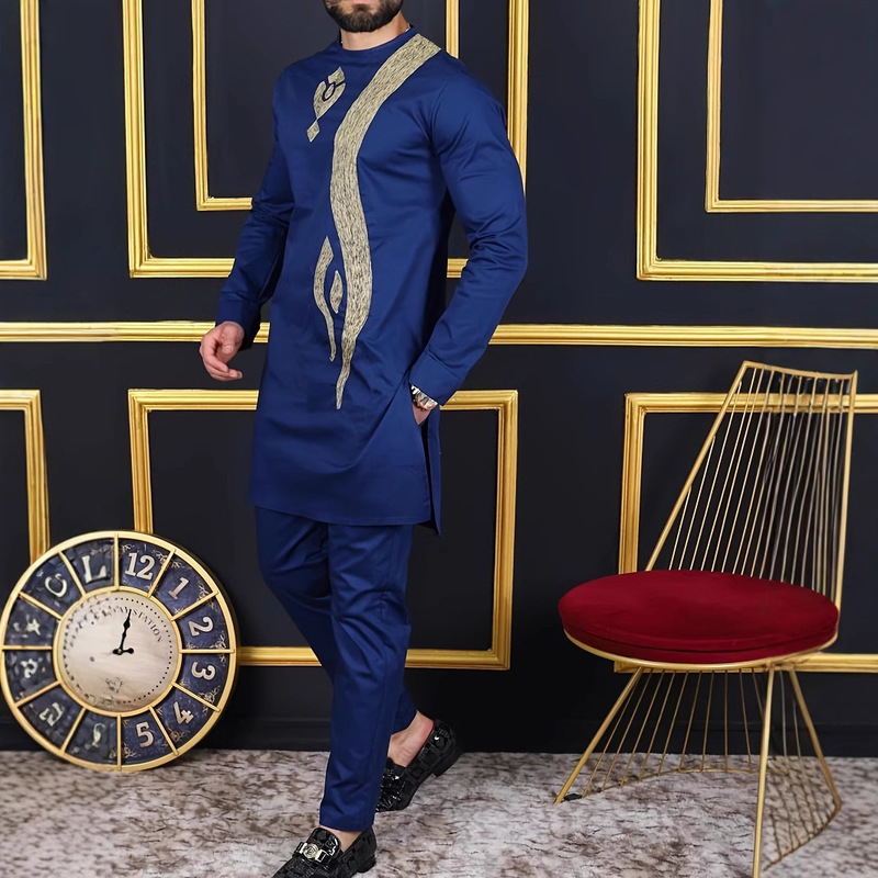 2025 New African Men's Ethnic suit Cross-border Hot Selling AliExpress Amazon high quality Embroidery