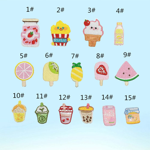 Treasure No. 1 Cute self-adhesive fruit popsicle pearl milk tea embroidery patch clothing patch diy hand account decoration