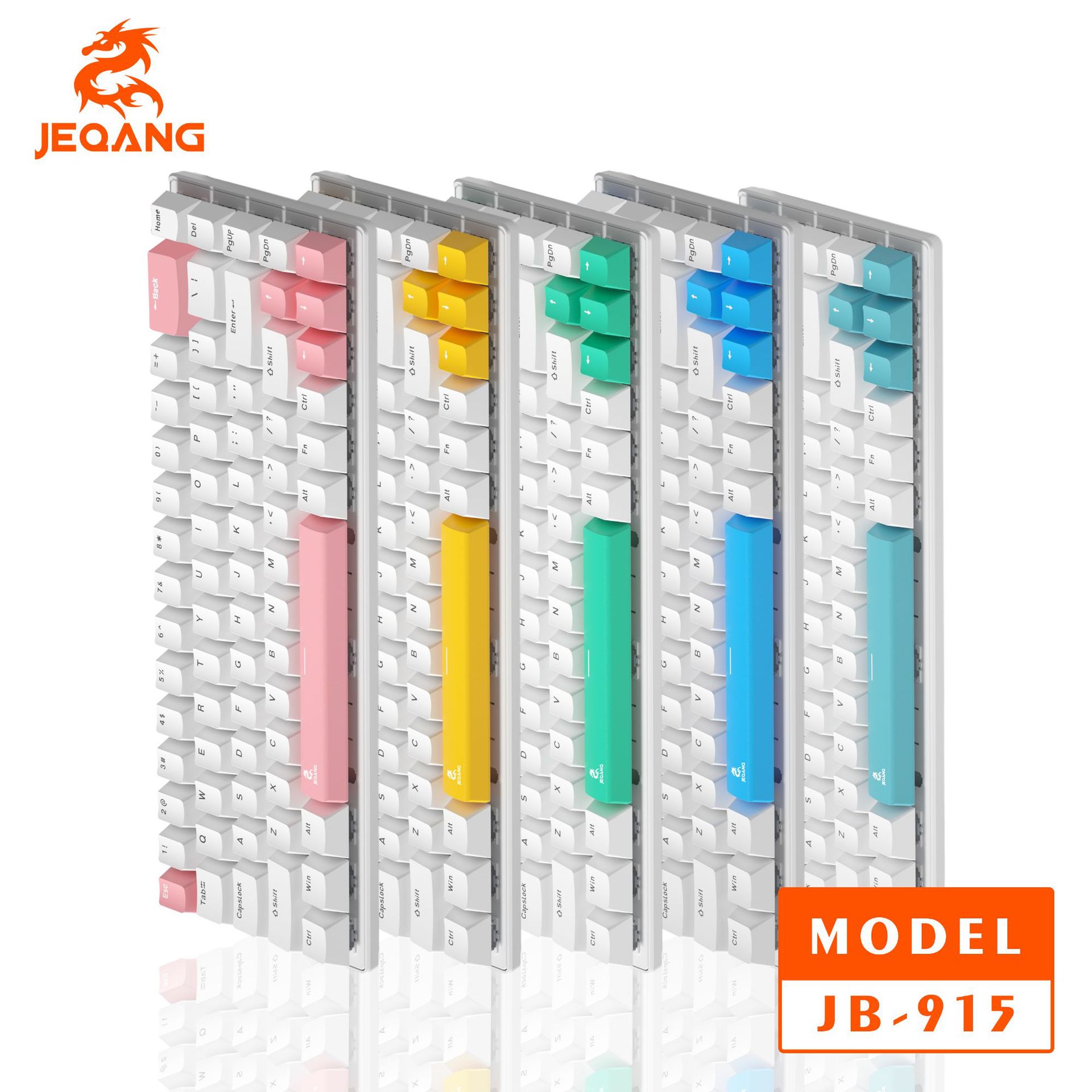 JEQANG JK-915 Bluetooth wireless the third mock examination mechanical backlight display flexible two-color keyboard_voghion.com