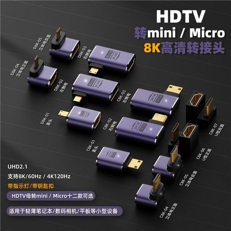 HDMI to Micro/Mini Adapter HDMI Extender 8K@60Hz Video Minihdmi Adapter HDMI to Micro/Mini Adapter HDMI Extender 8K@60Hz Video Minihdmi Adapter