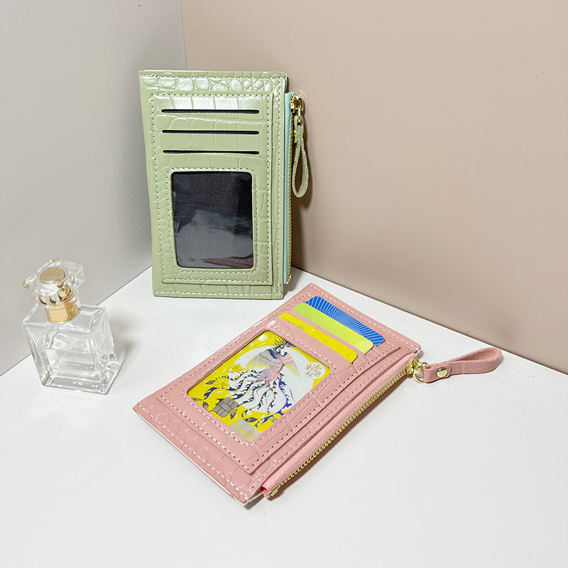 2023 New Crocodile Pattern Short Women's Coin Purse Zipper Coin Bag Mini Ultra-Thin Multi-Card Slot Card Holder Trendy