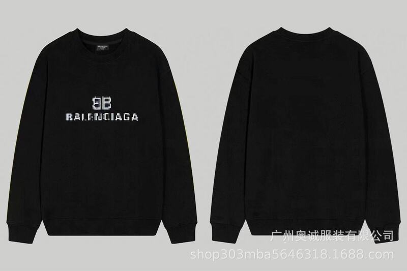 国境を越えた貿易 B's 24ss 秋 BB's ロゴプリント スウェットシャツ 380g コーマ綿二重糸 メンズ レディース スウェットシャツ|undefined