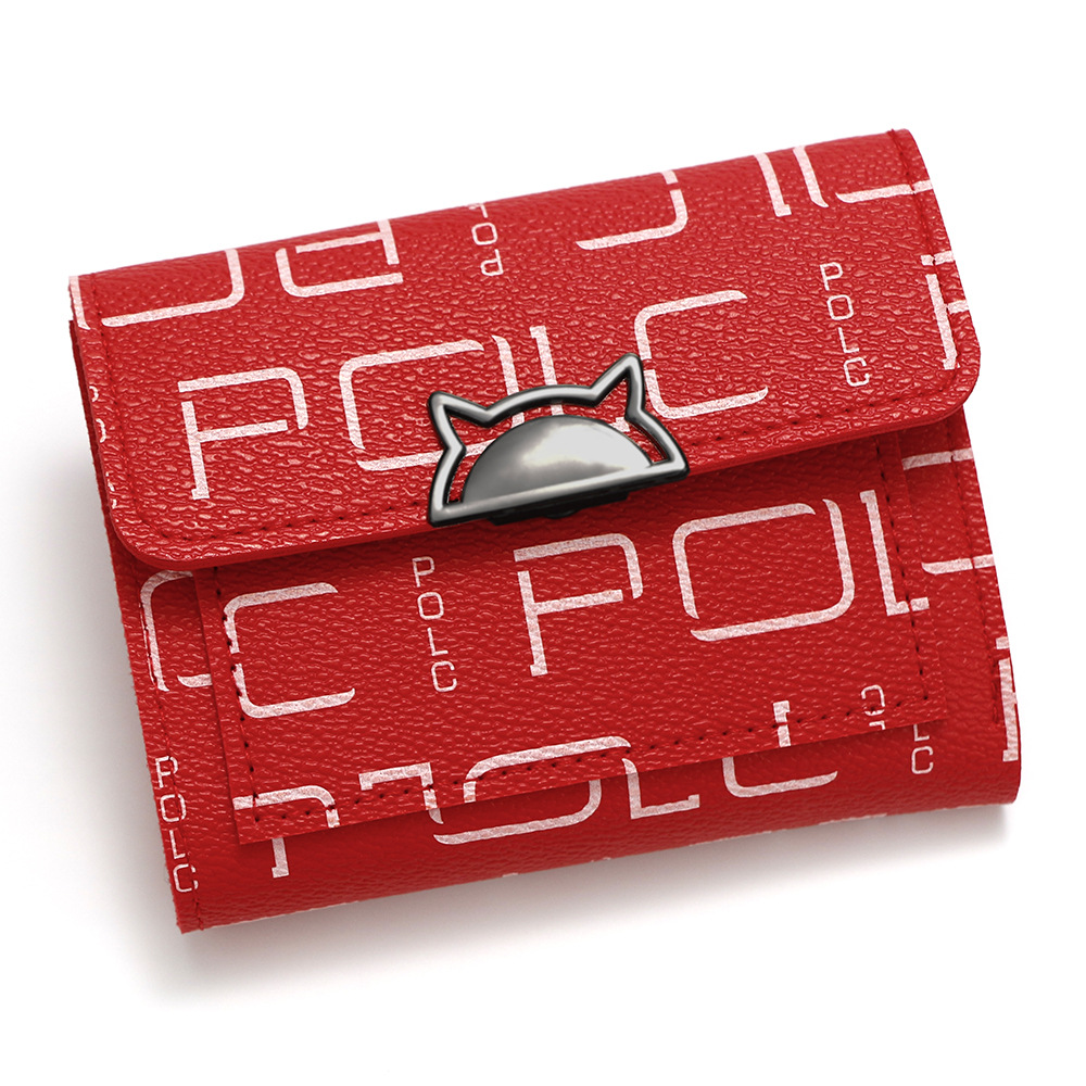 POLC nueva billetera corta de moda letras impresión de tres plegados cartera bolso de mano bolso de cambio al por mayor