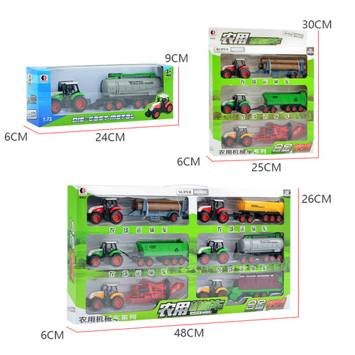 Child Farmer Tractor Model Simulation Alloy Farm Trailer Harvester Transport Vehicle Toy Set for Boys
