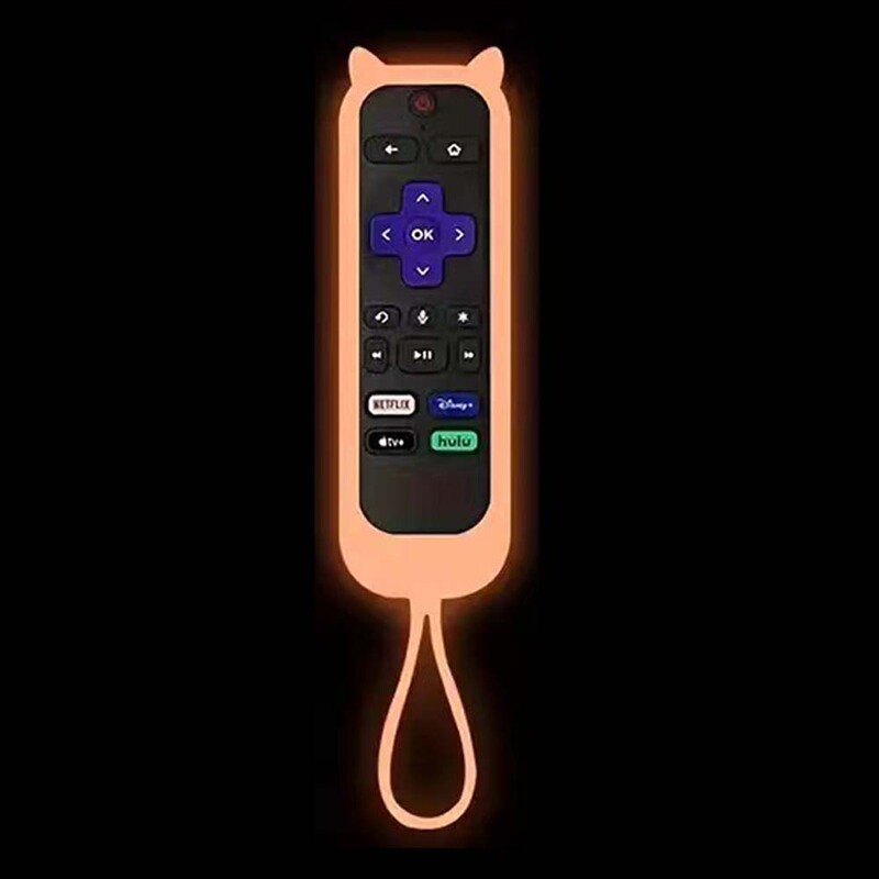 人気の TCL Roku シリーズユニバーサルシリコンリモコンカバー発光猫耳リモコン保護カバー落下防止|undefined