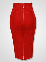 E 70389 Striped Zipper High Waist Bodycon Skirt �l�y����ȹ