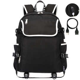 跨境一件分销代发印花USB青少年中小学生书包男女休闲双肩背包