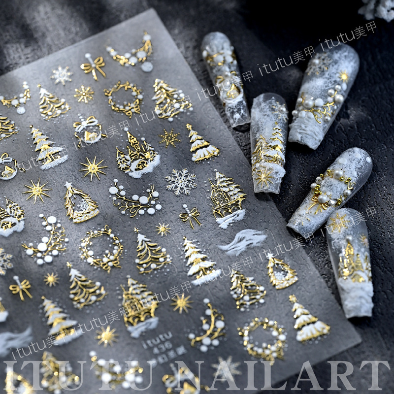 Itutu New Christmas Embossed Nail Art Stickers Hot Stamping Snowflake Christmas Tree Star Bow Nail Decoration 436 Itutu New Christmas Embossed Nail Art Stickers Hot Stamping Snowflake Christmas Tree Star Bow Nail Decoration 436