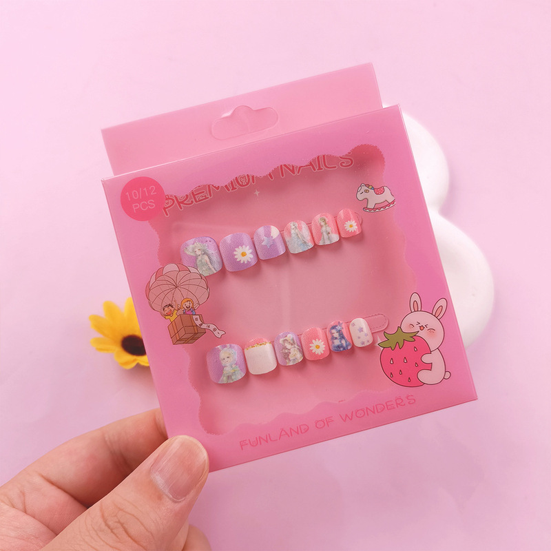 Cute Cartoon Anime Children's Nail Stickers, 10 Pieces Student Nail Art Nail Pieces, Sweet and Skin-Brightening Nail Stickers Mixed Batch