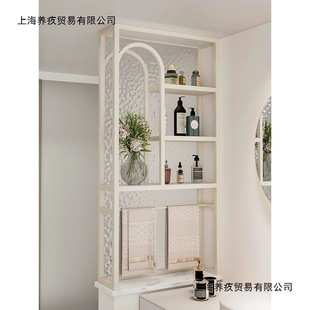 Cream-Style Bathroom Sink Dry and Wet Area Screen Shelf Changhong Glass Water Ripple Half-Wall Partition Shelf