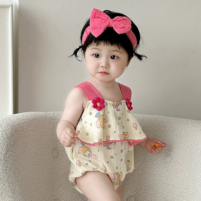 幼児用ジャンプスーツ、夏用のかわいくて超かわいいサスペンダー服、女の赤ちゃんのおむつカバー、新生児のお出かけ服、トレンディ