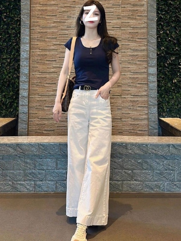 时尚大码女式休闲两件套夏季胖MM洋气显瘦短袖高腰百搭阔腿裤套装|undefined