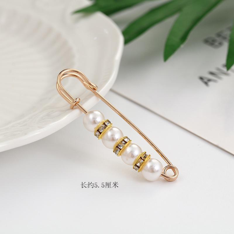 Four beads white pearl gold diamond gold needle waist buckle-5.8cm#qt018