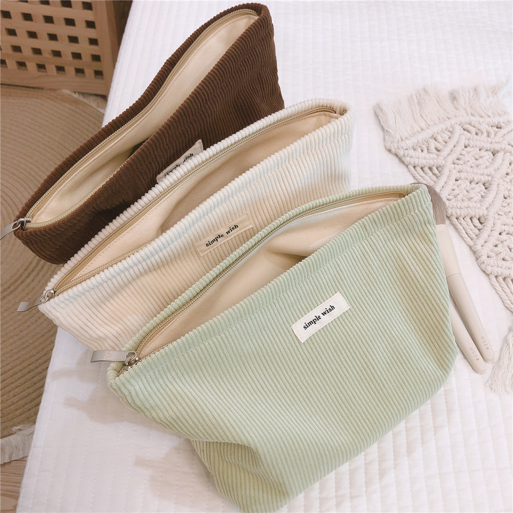 Unisex All Seasons Corduroy Solid Color Basic Square Zipper Square Bag display picture 4