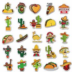 50張墨西哥風格食物可愛塗鴉貼紙文具水杯筆記本手機玩具貼紙防水