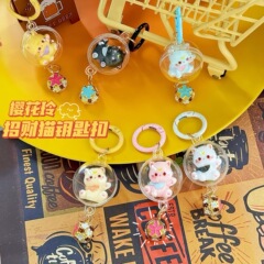かわいい立体ベル猫風鈴キーホルダー学生スクールバッグペンダントガールバッグアクセサリー親友