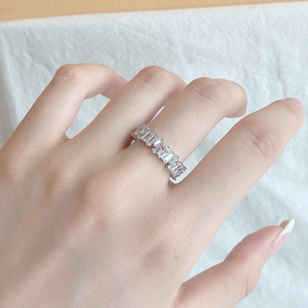 Glam Geometric Silver Plating Zircon Rings