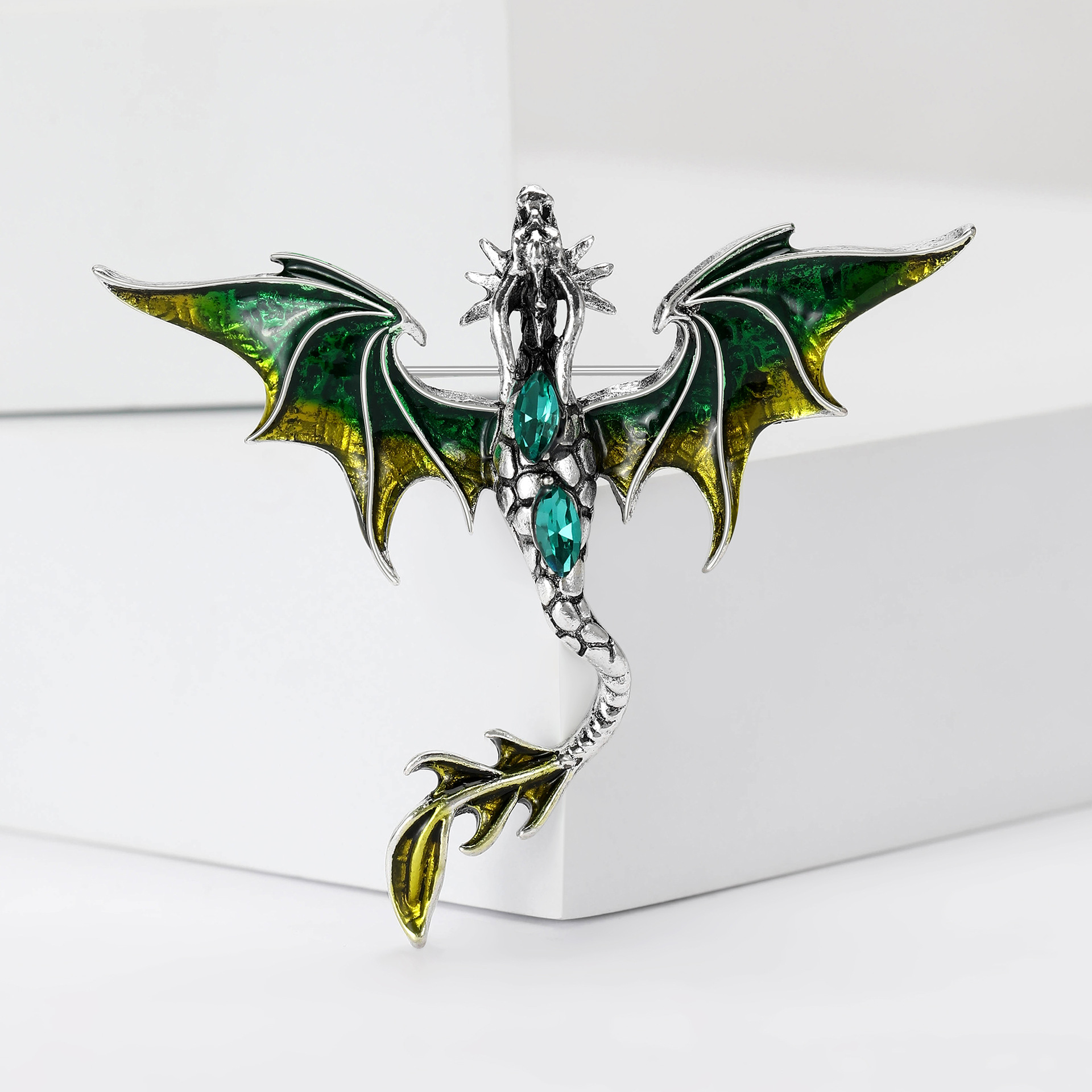 New High-End Enamel Oil-Dropping Floor-Standing Dragon Brooch, Domineering and Mighty Western Dragon Pin, Men's and Women's Coat Accessories