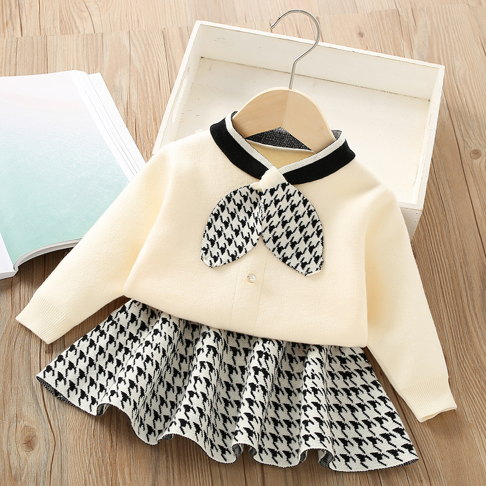 Cute Bow Knot Polyacrylonitrile Fiber Girls Clothing Sets display picture 2