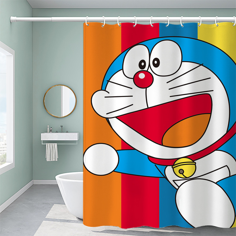 Waterproof Shower Curtain Fabric, No Punching, Thickeneding Cartoon Bathroom Curtain, Partition Curtain, Bathroom Curtain, Polyester Curtain Customization