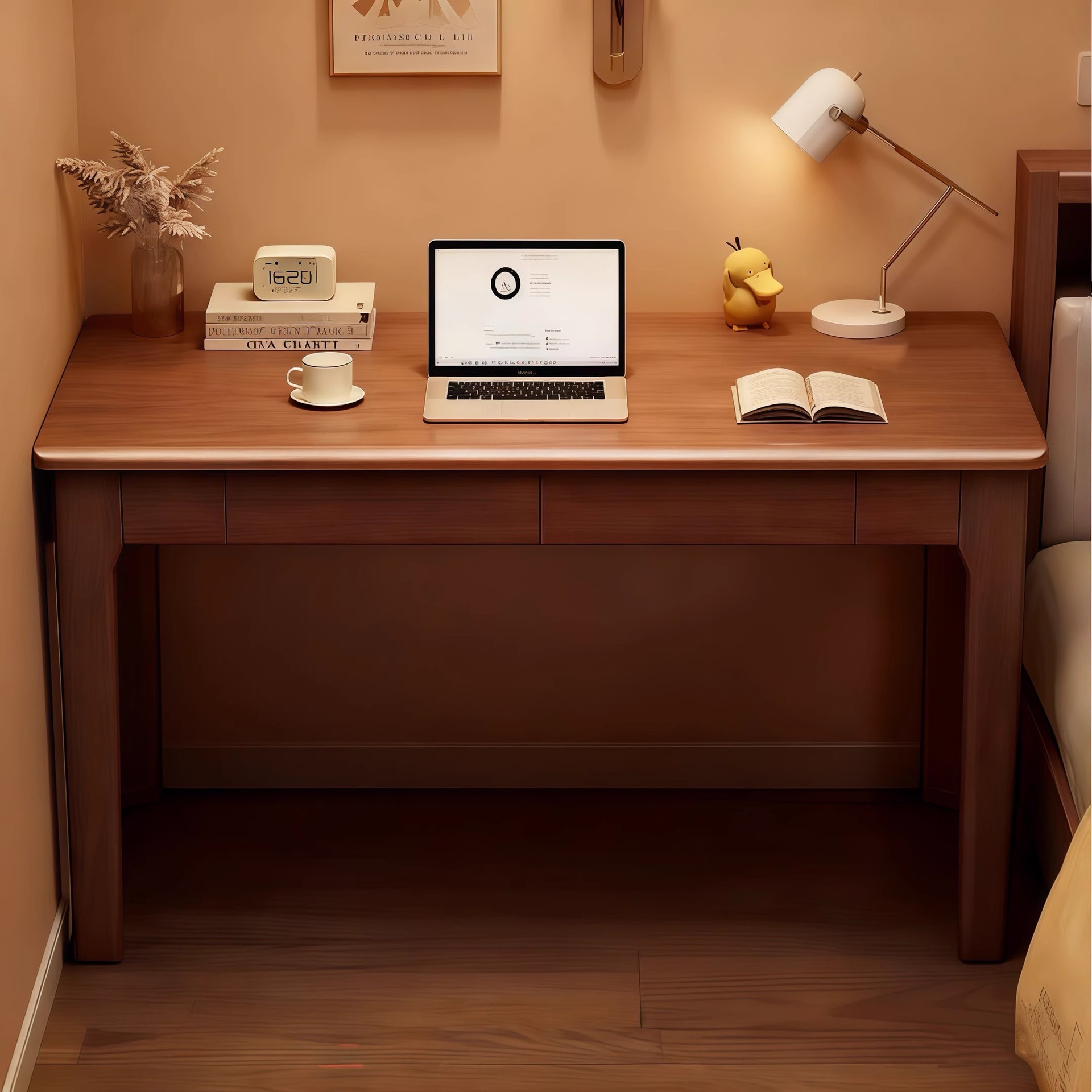 Mesa de escritorio estrecha de madera sólida, escritorio de escritorio para estudiantes, escritorio de escritorio moderno y simple, escritorio de computadora junto a la cama