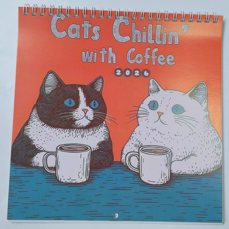 跨境新品2026可爱猫咪卡通猫咪挂历日历|undefined