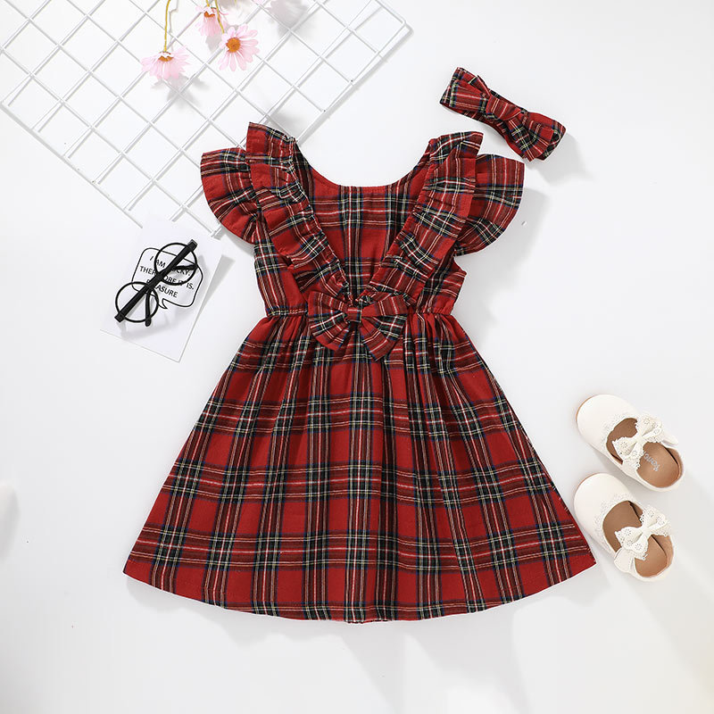 Summer Flying Sleeve Plaid Baby Dress Wholesale Nihaojewelry display picture 2