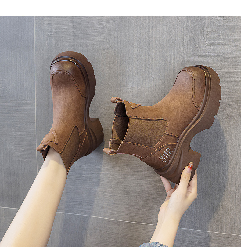 Giày boot Martin đế dày tăng chiều cao nữ phong cách Anh quốc — M2956-1 plus nhung vàng, M2956 lớp lót đơn màu nâu, M2956-1 plus nâu nhung, M2956 đơn màu vàng chi tiết 20