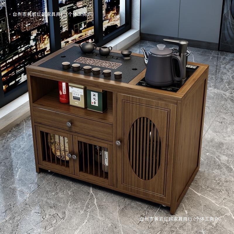 Mobile Tea Table, Small Tea Table, Household Tea Cabinet, Small Coffee Table, Balcony Kung Fu Tea Set, Kettle, Integrated Side Cabinet